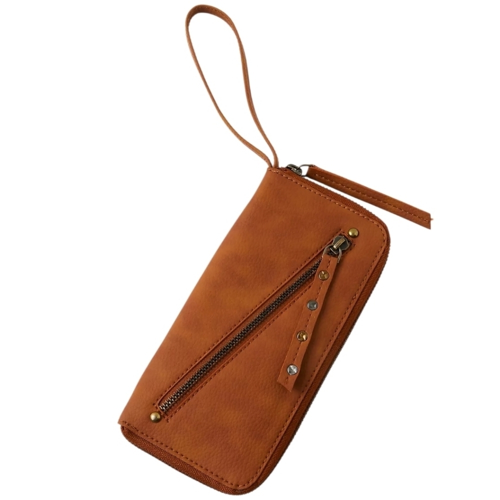 Free People Distressed Vegan Wallet in Tan•NWT!